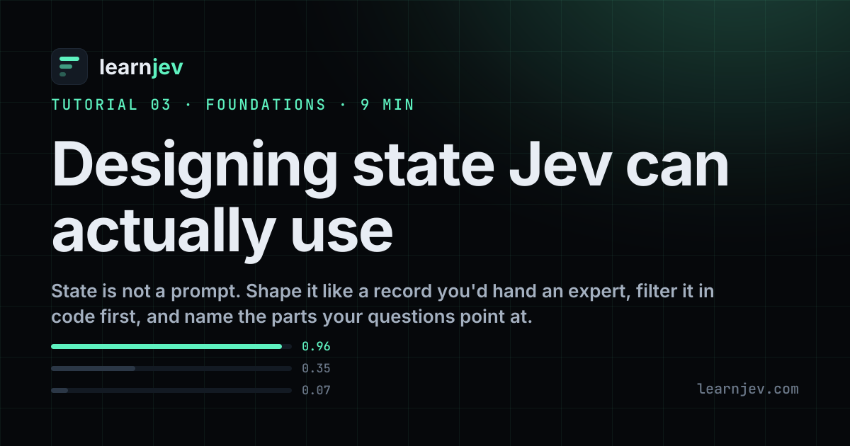 Designing state for Jev · Learn Jev